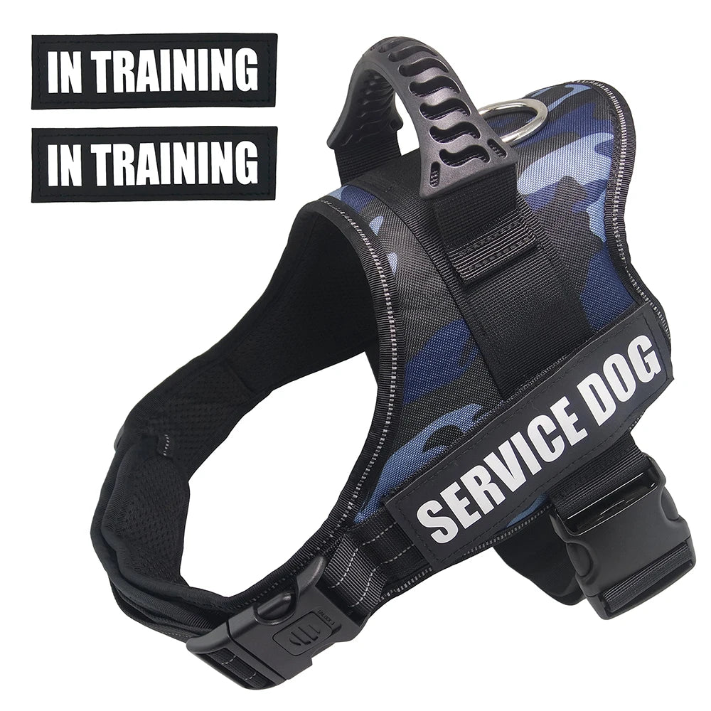 Pet Dog Harness Service Dog And Emotional Support Harness Vest With Removable Reflective Patches For Large Medium Dogs