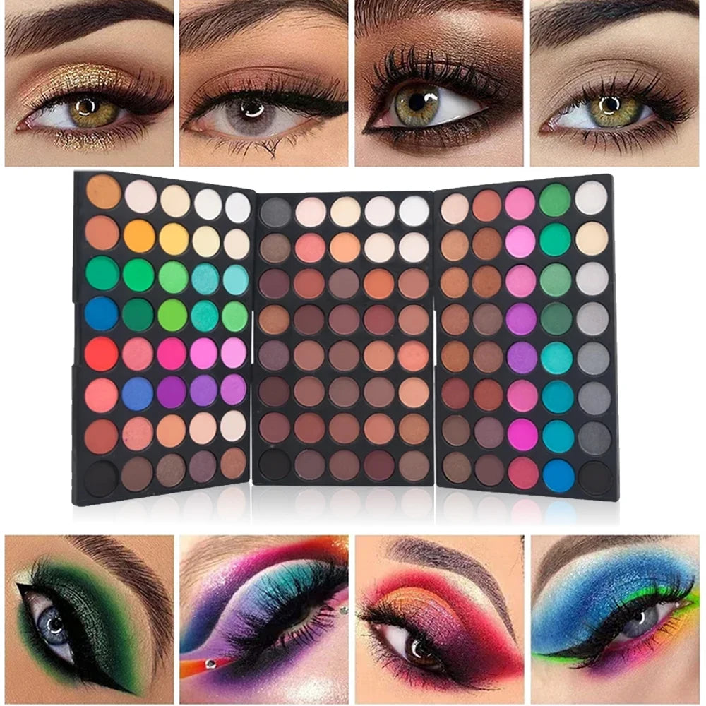 120 Colors Matte Shimmer Eyeshadow Palette Natural Waterproof Makeup Set with 20 makeup brushes