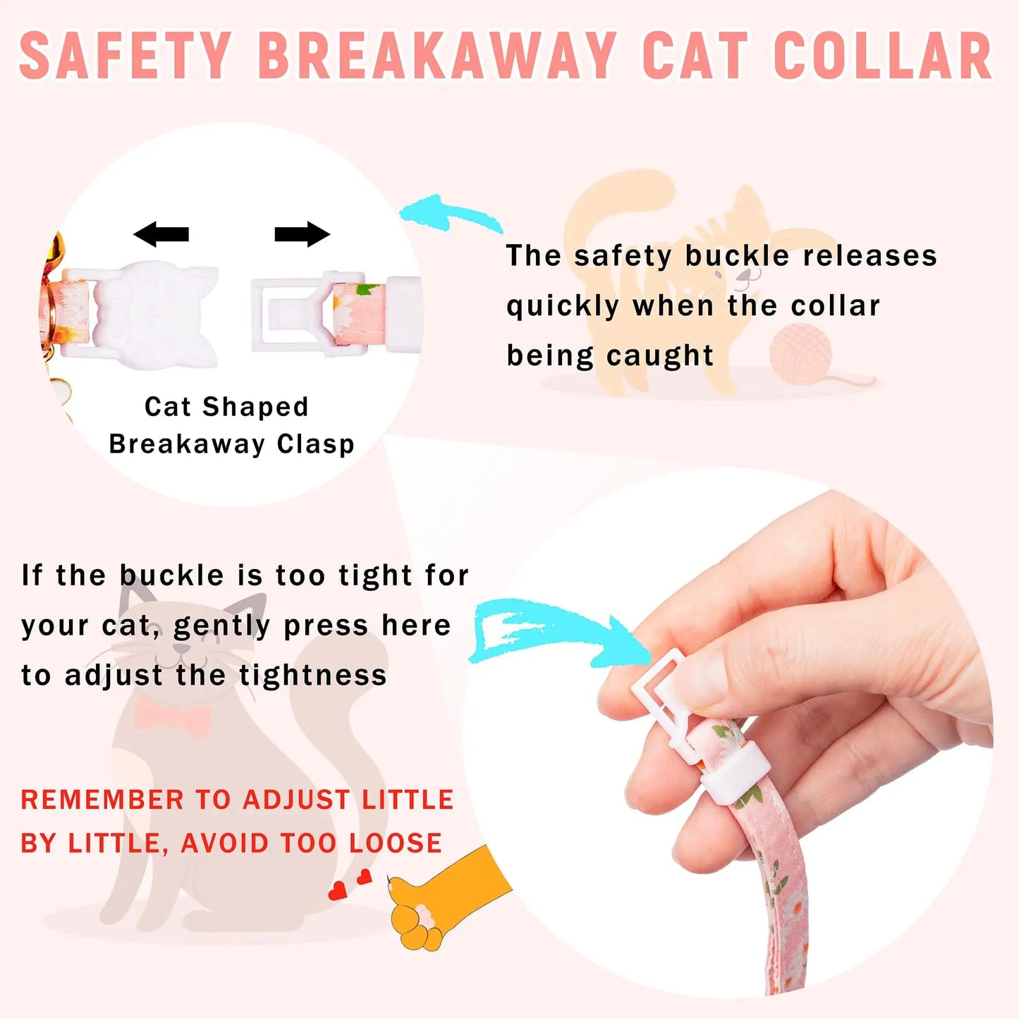 Airtag Cat Collar, Kitten Collar Breakaway with Silicone Airtag Holder, Bells & Flower