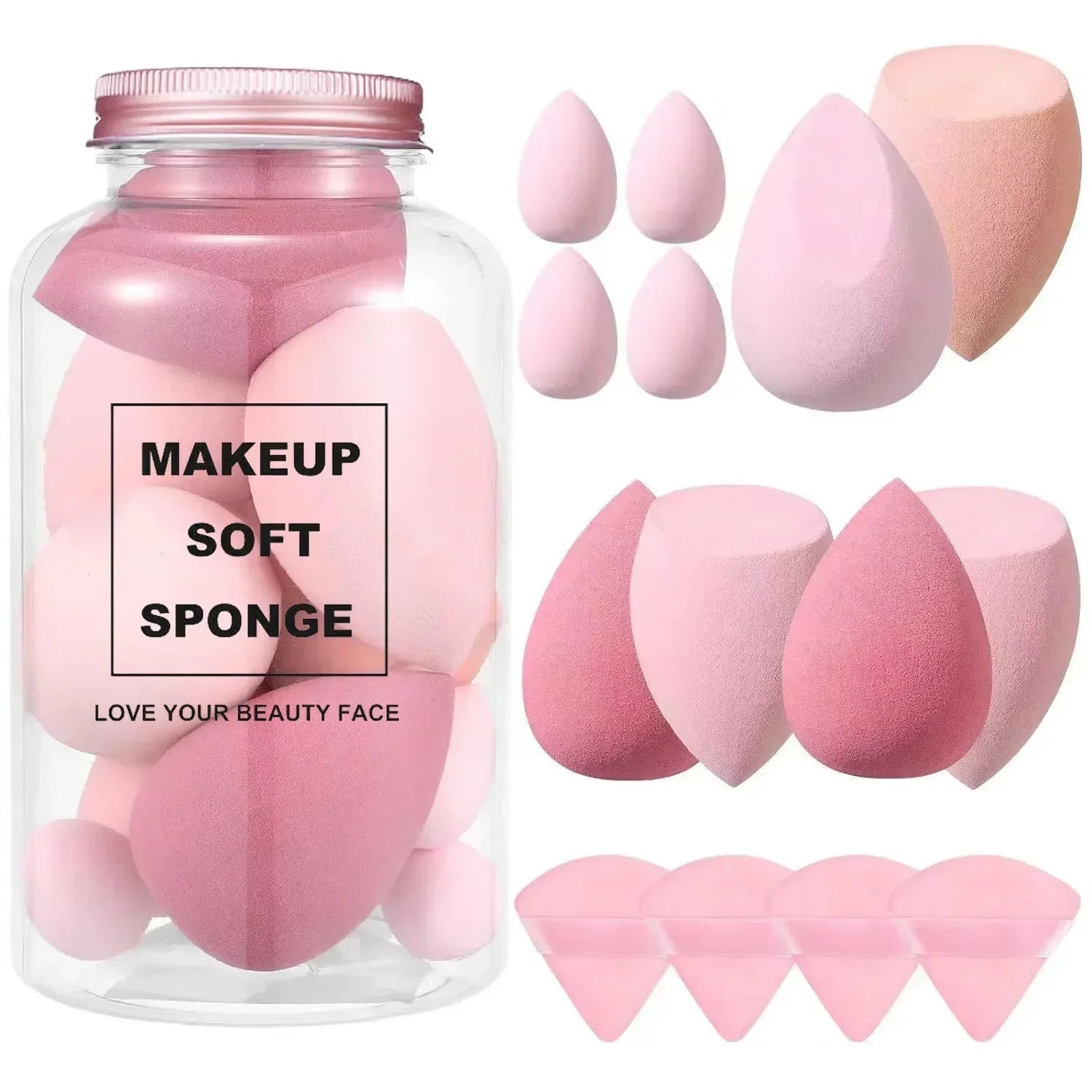 12/14Pcs Makeup Sponge Blender Beauty Egg with Storage Bottle Cosmetic Puff Foundation Sponges Powder Puffs