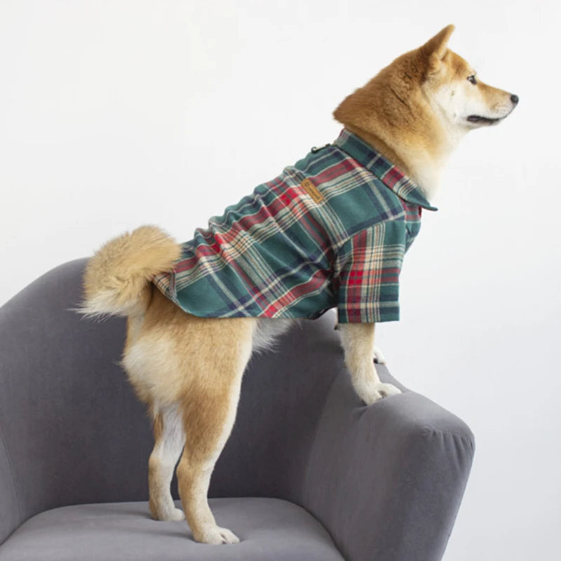 British Style Cat Dog Shirt Spring Summer Pet Clothes with D-ring for Small Dogs