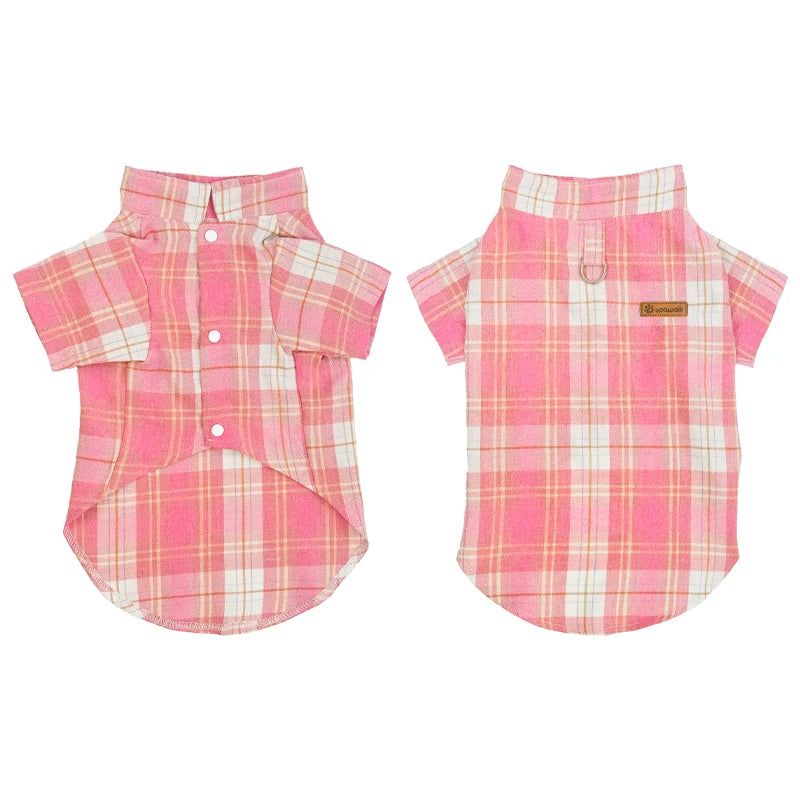 British Style Cat Dog Shirt Spring Summer Pet Clothes with D-ring for Small Dogs