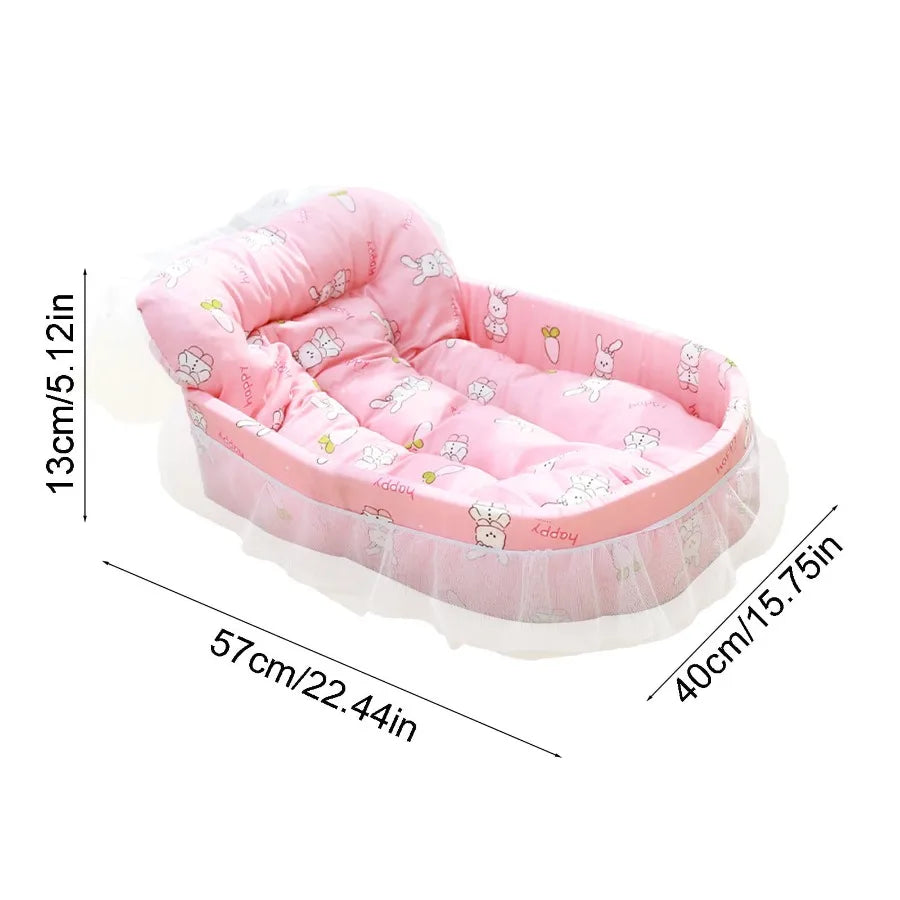 Pink Dog Bed for Small and Medium Dogs and Cats Washable Soft Fabric