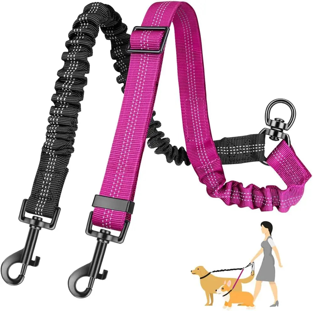 1.6ft Long Dual Dog Leash Attachment - Double Leashes for Training