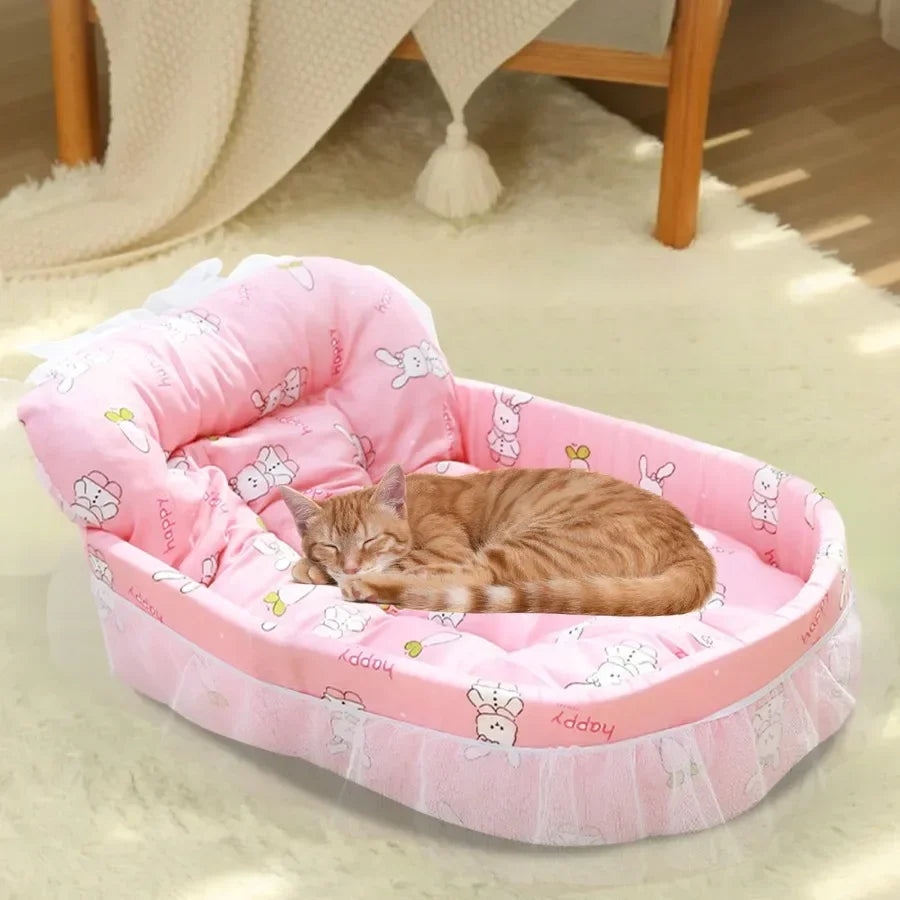 Pink Dog Bed for Small and Medium Dogs and Cats Washable Soft Fabric