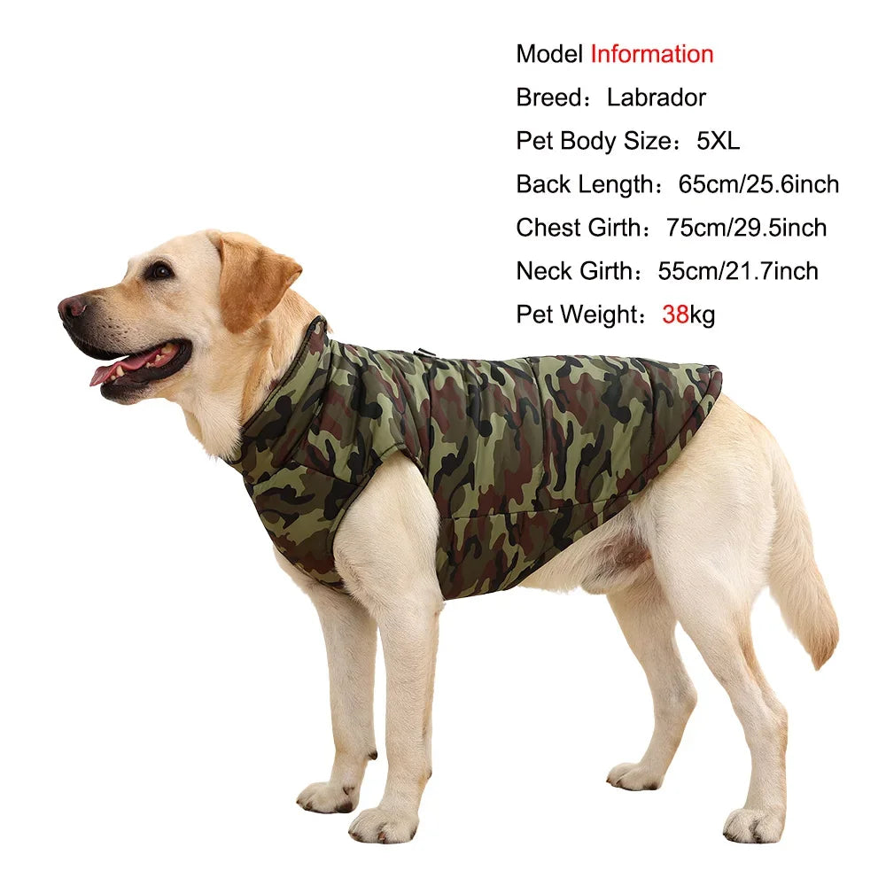 Large Dog Clothes Winter Warm Camouflage Print Big Dogs Jacket Windproof