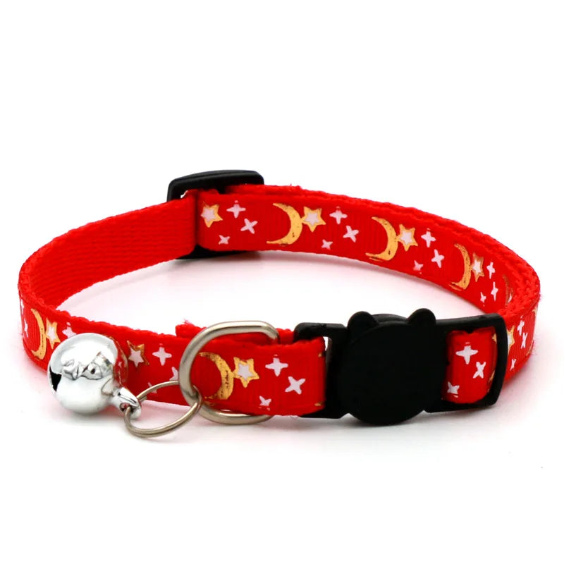 Cat Collar With Bell Cartoon Star Moon Dog Puppy Cat Kitten Collar Adjustable