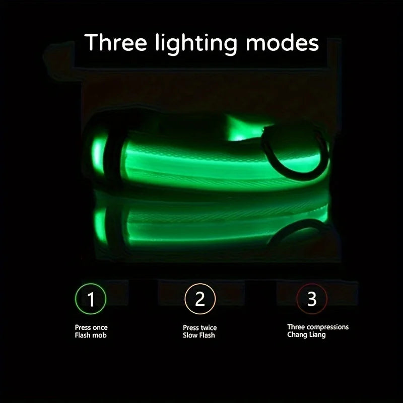 Reflective LED Dog Collar for Night Safety - Battery-Powered, Ideal for Small/Medium Breeds