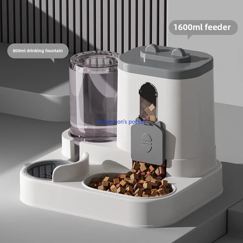 Cat automatic feeding water feeder dog bowl two-in-one water dispenser