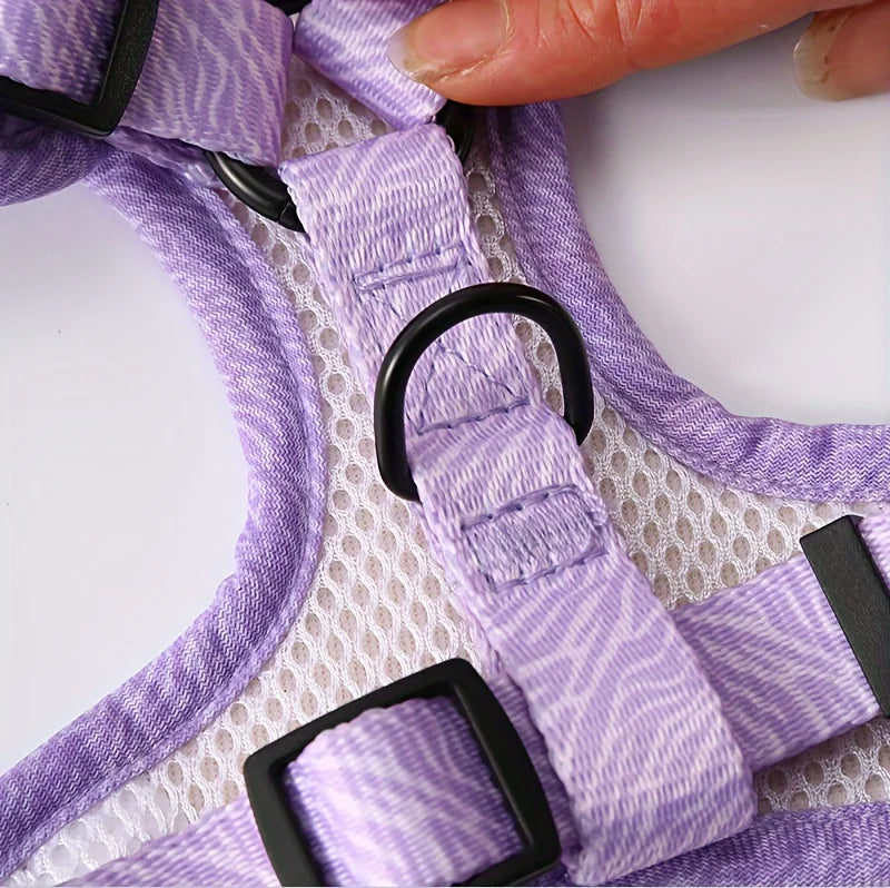 Breathable Adjustable Knit Fabric Dog Harness and Leash Set-All-Season