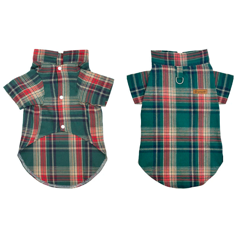 British Style Cat Dog Shirt Spring Summer Pet Clothes with D-ring for Small Dogs