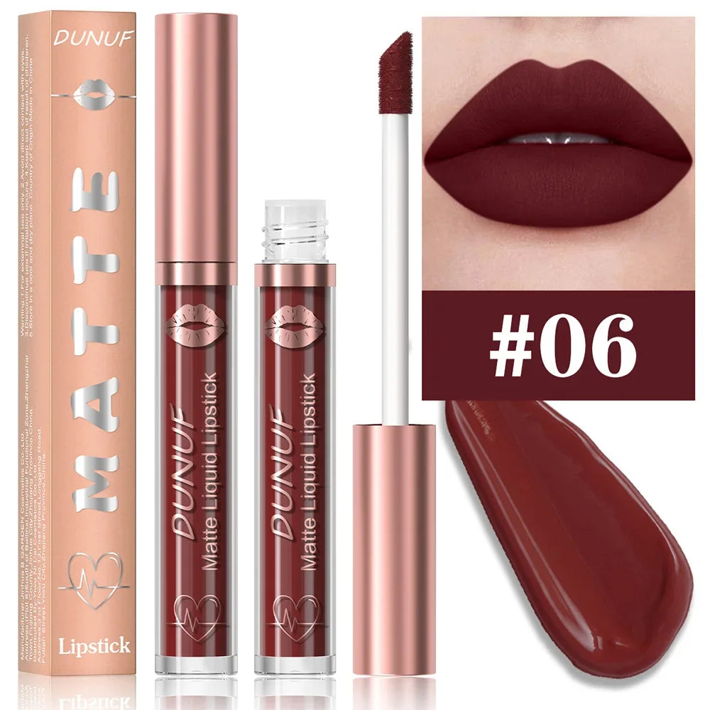 18 Color Waterproof Lip Gloss Nude Apricot Matte Liquid Lipstick Transparent