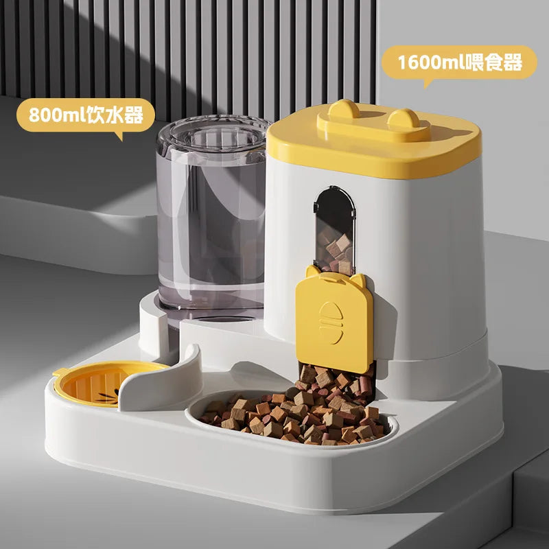 Cat automatic feeding water feeder dog bowl two-in-one water dispenser
