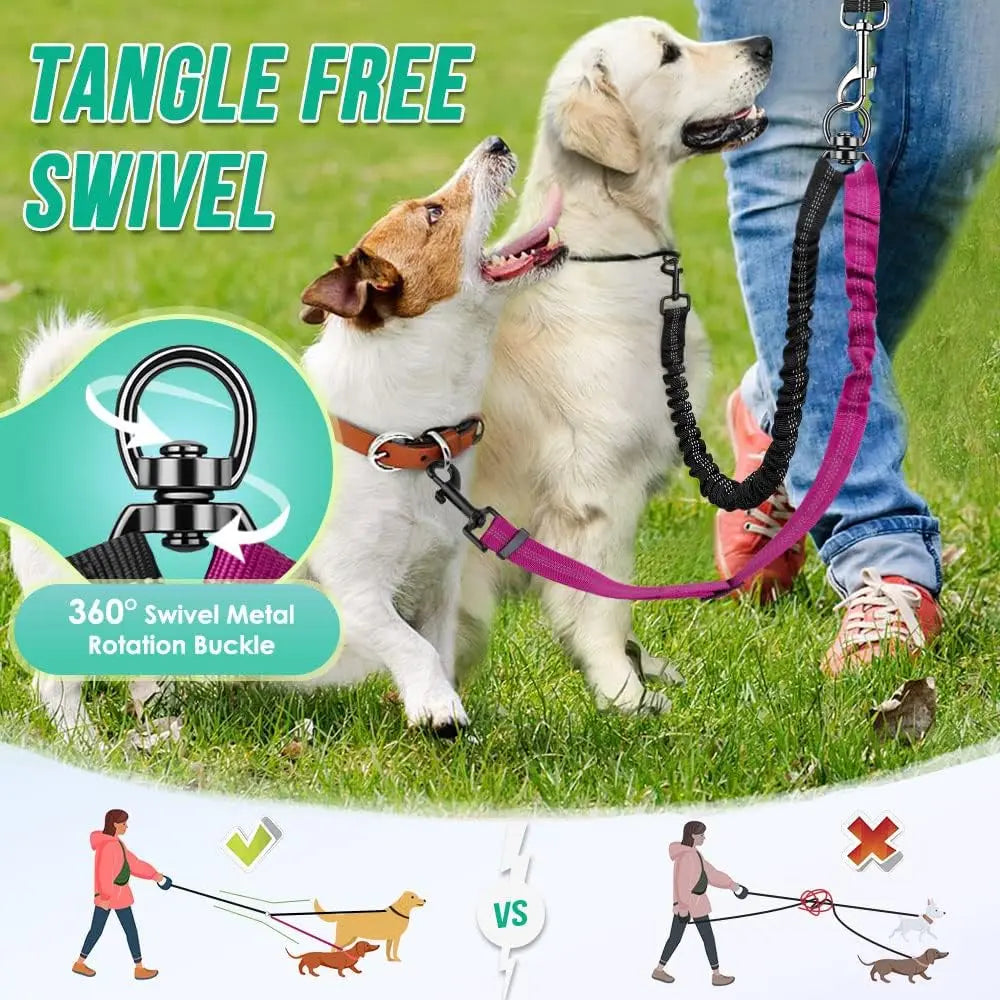 1.6ft Long Dual Dog Leash Attachment - Double Leashes for Training