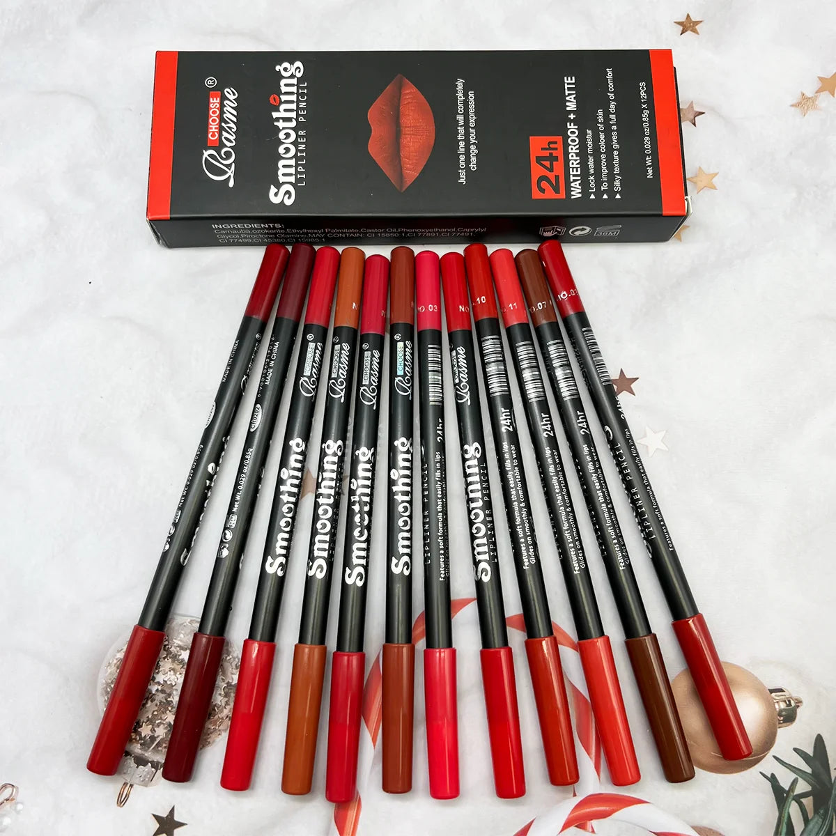 12 pcs Long-Lasting Lipstick Set with Professional Lip Liner Pencil and Matte Lip Gloss for Women