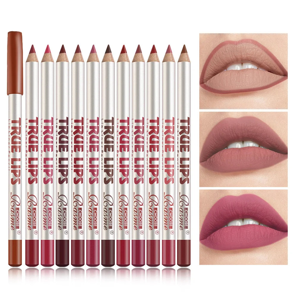 12 pcs Long-Lasting Lipstick Set with Professional Lip Liner Pencil and Matte Lip Gloss for Women