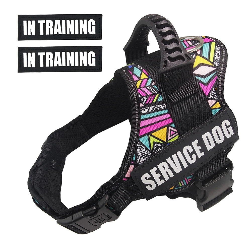 Pet Dog Harness Service Dog And Emotional Support Harness Vest With Removable Reflective Patches For Large Medium Dogs