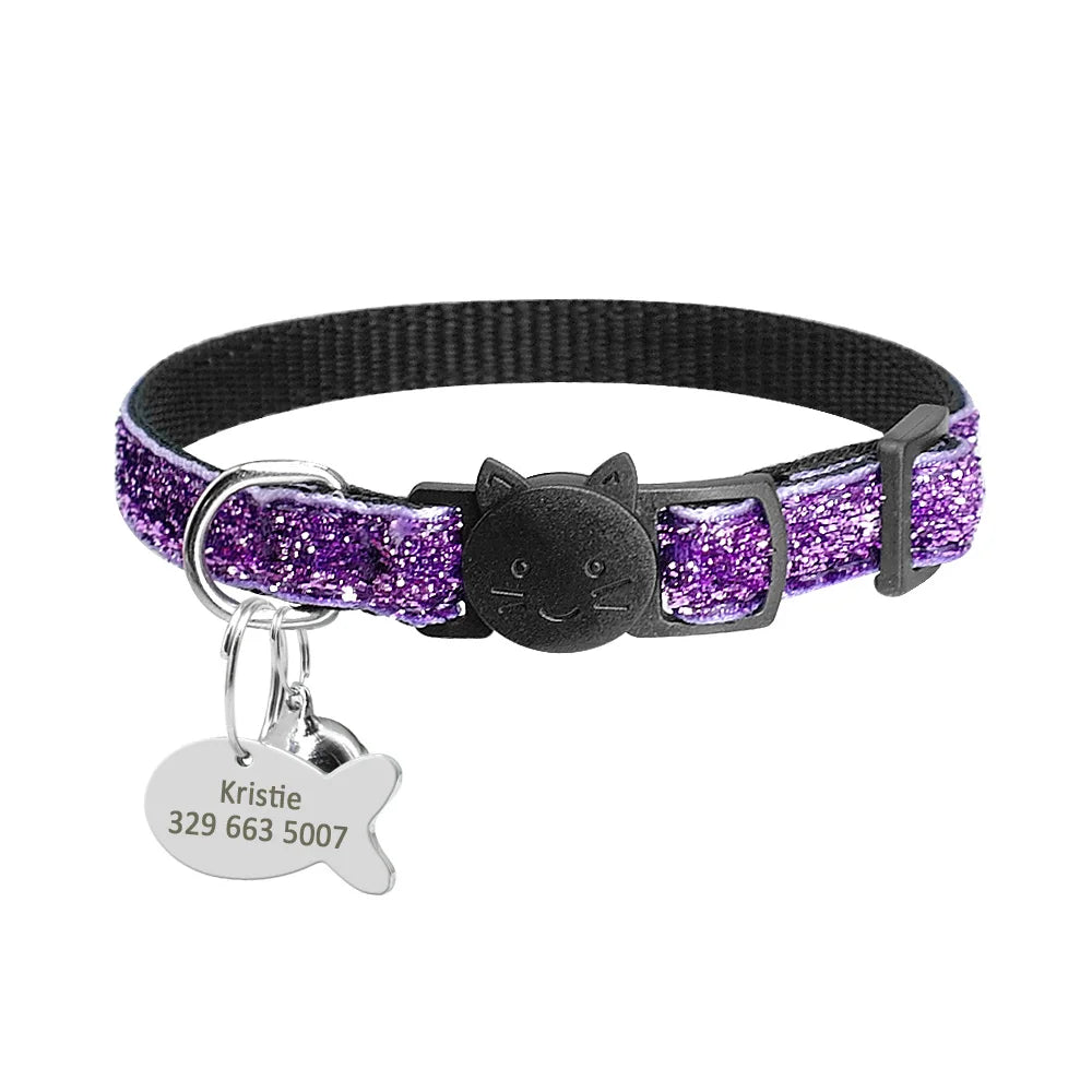 Beautiful Safety Cat Collar Cute Kitten Puppy Collars with Bell  Nylon Print