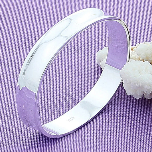 Elegant 925 Sterling Silver Fashion Simple Women Square Round Cuff Bracelet