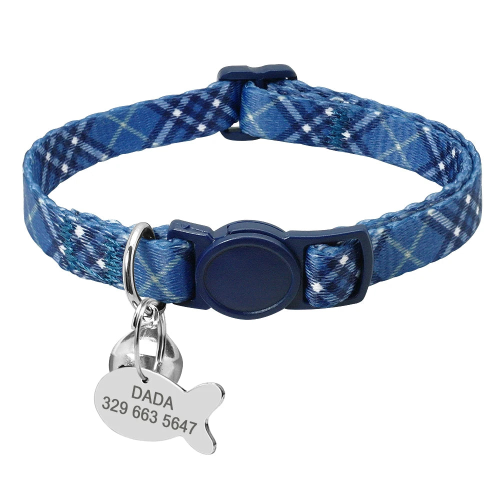 Beautiful Safety Cat Collar Cute Kitten Puppy Collars with Bell  Nylon Print