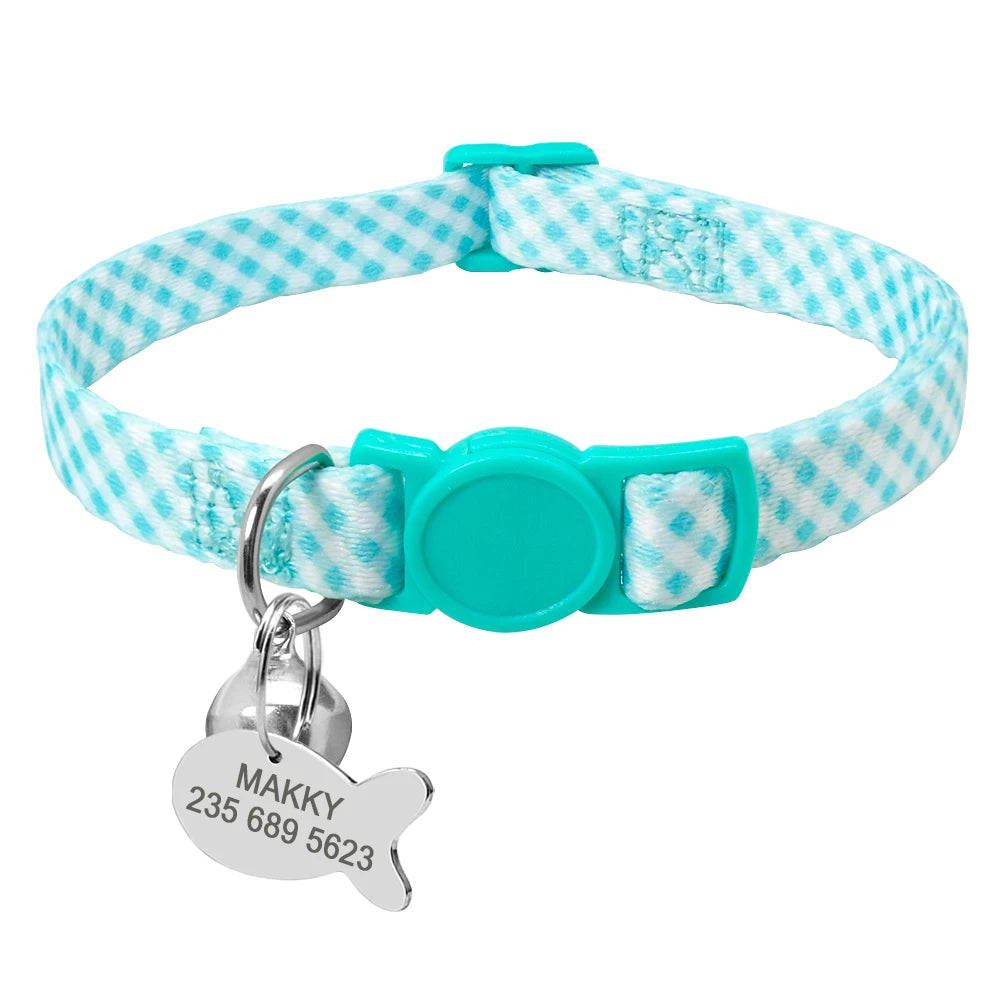 Beautiful Safety Cat Collar Cute Kitten Puppy Collars with Bell  Nylon Print