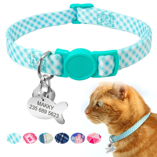 Beautiful Safety Cat Collar Cute Kitten Puppy Collars with Bell  Nylon Print