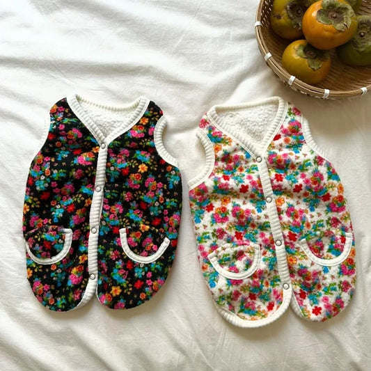 Big Flower Cotton Coat  Clothes Small and Medium Dogs