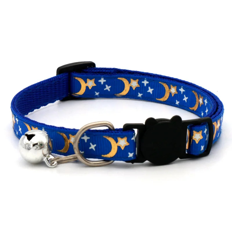 Cat Collar With Bell Cartoon Star Moon Dog Puppy Cat Kitten Collar Adjustable
