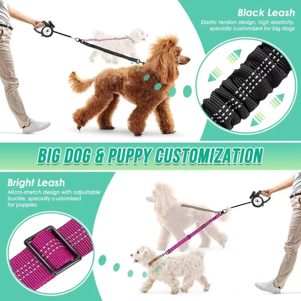1.6ft Long Dual Dog Leash Attachment - Double Leashes for Training
