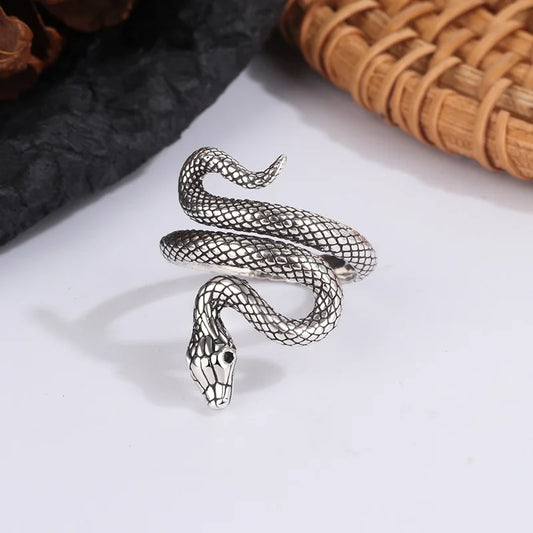 925 Sterling Silver Adjustable Rings For Women Entanglement Snake Luxury Fine Jewelry Vintage
