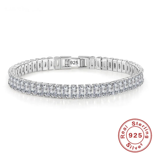 New 925 Sterling Silver Bracelet Elegant Zircon Crystal Fine Jewelry  18CM