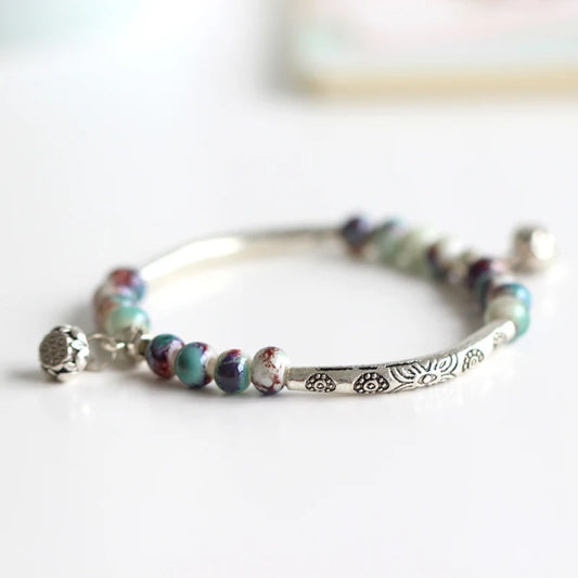 Women's Ceramic hand made DIY Bracelets Artware Retro bracelet for woman