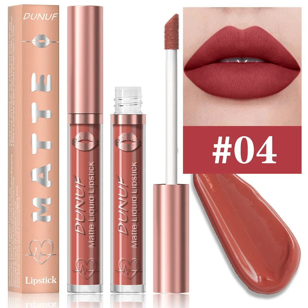 18 Color Waterproof Lip Gloss Nude Apricot Matte Liquid Lipstick Transparent