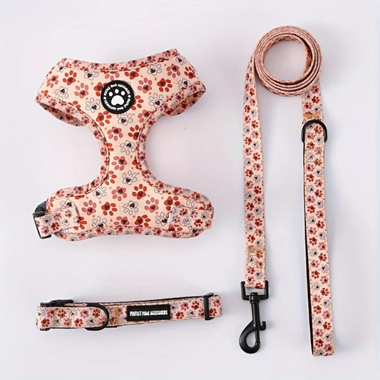 Breathable Adjustable Knit Fabric Dog Harness and Leash Set-All-Season