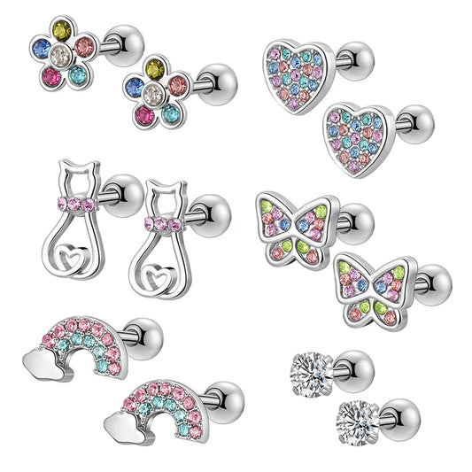 1/ 6 Pairs Hypoallergenic Screwback Earrings for Women
