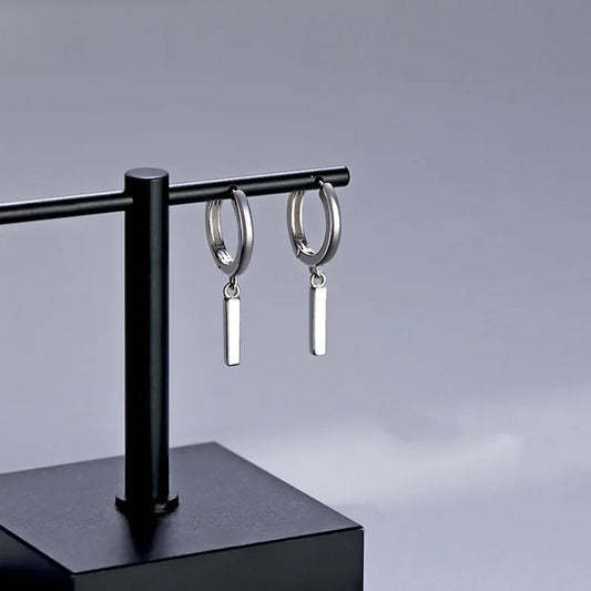 New 925 Sterling Silver Long Earrings Round Simple Style Ear Buckle for Women Fine Jewelry