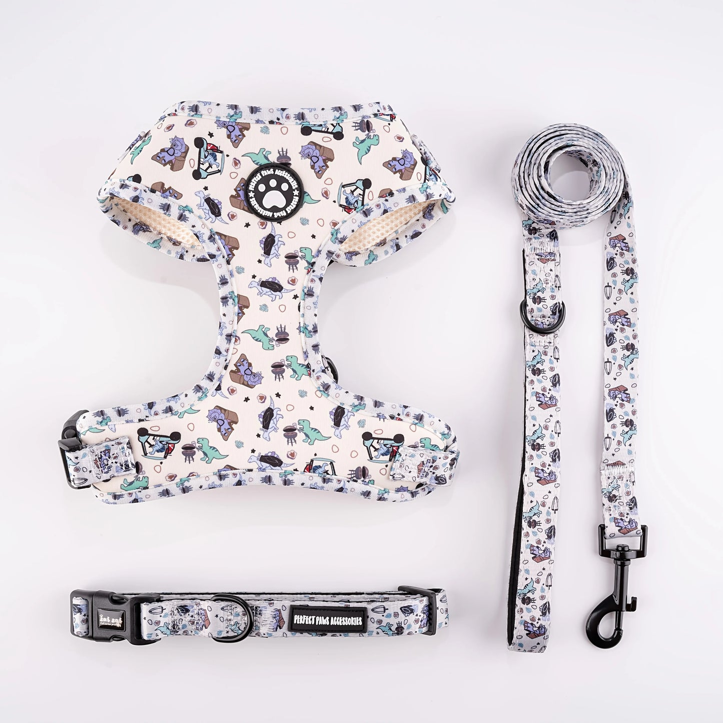 Breathable Adjustable Knit Fabric Dog Harness and Leash Set-All-Season