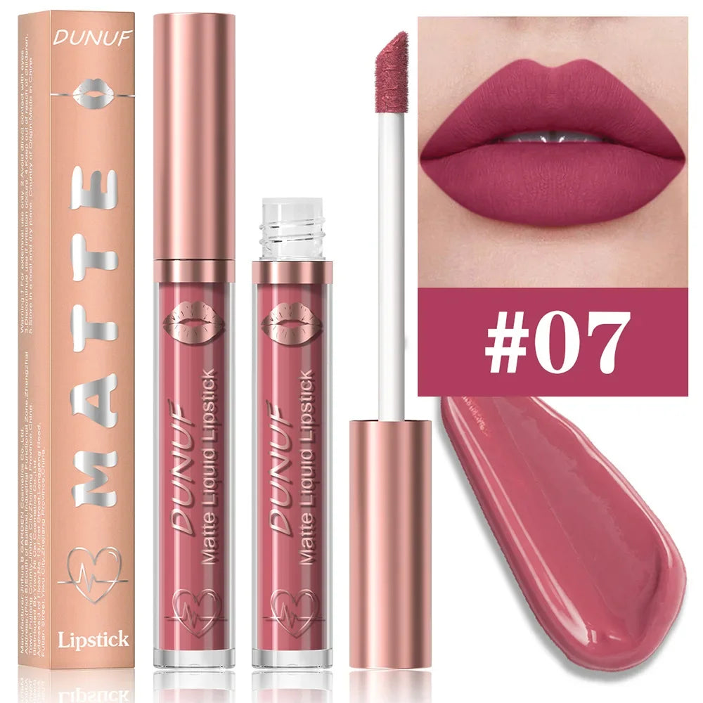 18 Color Waterproof Lip Gloss Nude Apricot Matte Liquid Lipstick Transparent