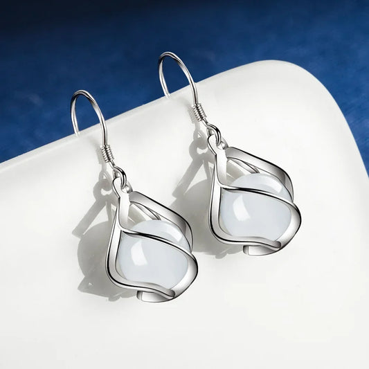 Elegant 925 Sterling Silver romantic Drop Earrings Luxury Designer