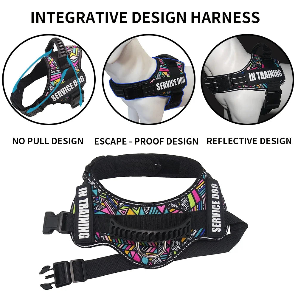 Pet Dog Harness Service Dog And Emotional Support Harness Vest With Removable Reflective Patches For Large Medium Dogs