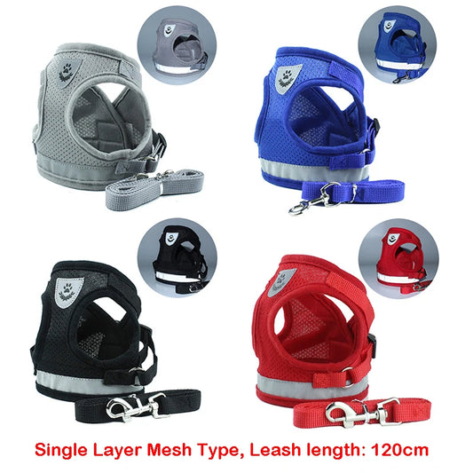 Reflective Safety Pet Dog Harness and Leash Set for Small Medium Dogs