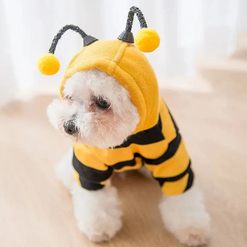1PCS Dog Clothes For Autumn And Winter Hoodie Bee Suit