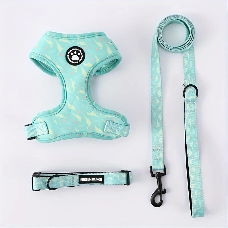Breathable Adjustable Knit Fabric Dog Harness and Leash Set-All-Season