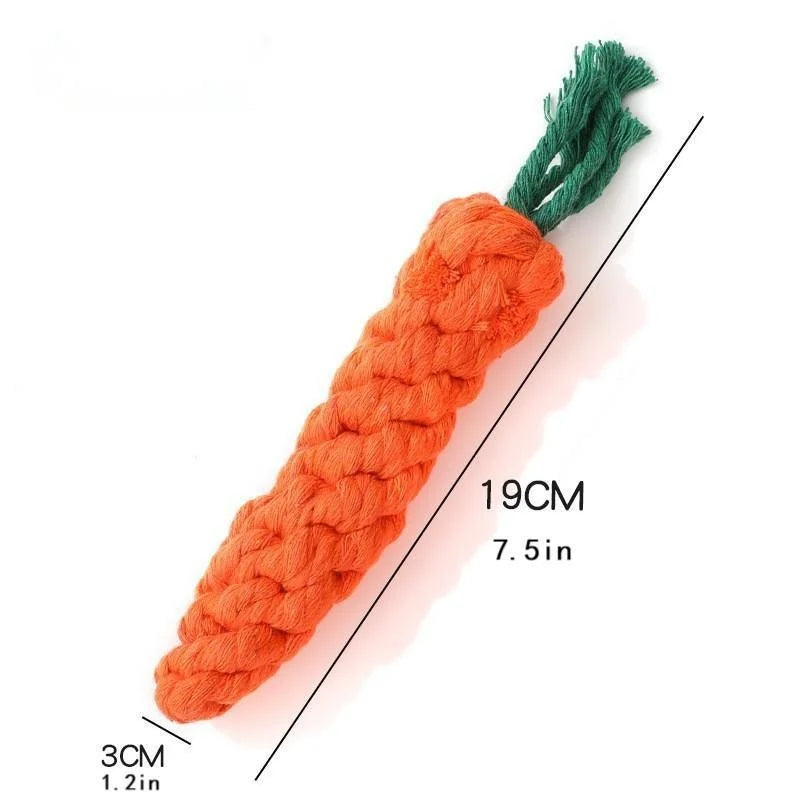 1pc Pet Knot Toy for Dog and Cat Carrot Shape Dog Chew Toys Cotton Rope Toys