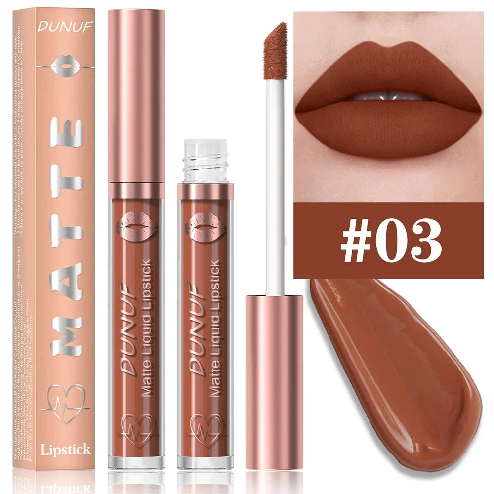 18 Color Waterproof Lip Gloss Nude Apricot Matte Liquid Lipstick Transparent