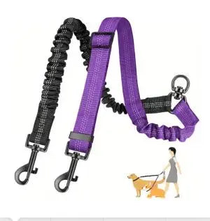 1.6ft Long Dual Dog Leash Attachment - Double Leashes for Training
