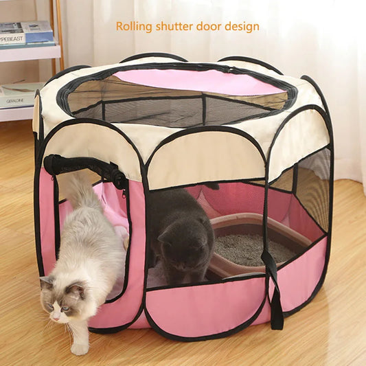 Cats and dogs house pets octagonal cage breathable fence tent scratch-resistant