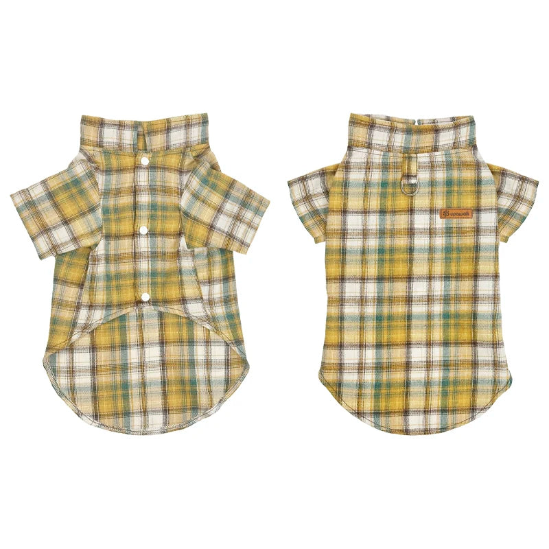 British Style Cat Dog Shirt Spring Summer Pet Clothes with D-ring for Small Dogs