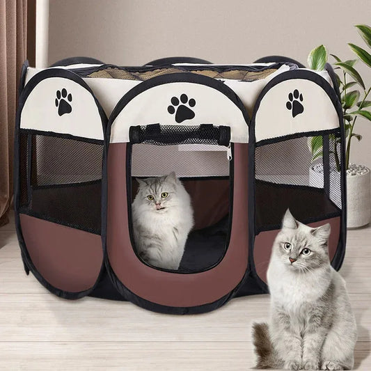 Foldable Octagonal Pet Tent Portable Cat Dog Cage for Outdoor Camping