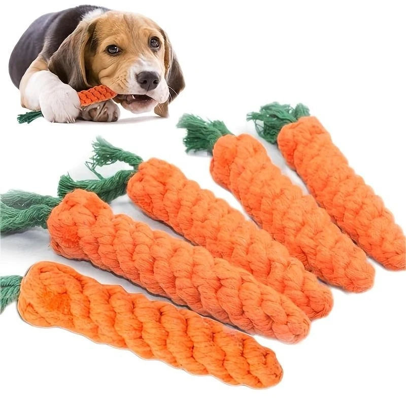 1pc Pet Knot Toy for Dog and Cat Carrot Shape Dog Chew Toys Cotton Rope Toys
